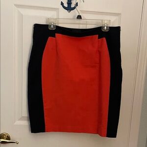 Worthington Bold Orange and Navy Blue Pencil Skirt